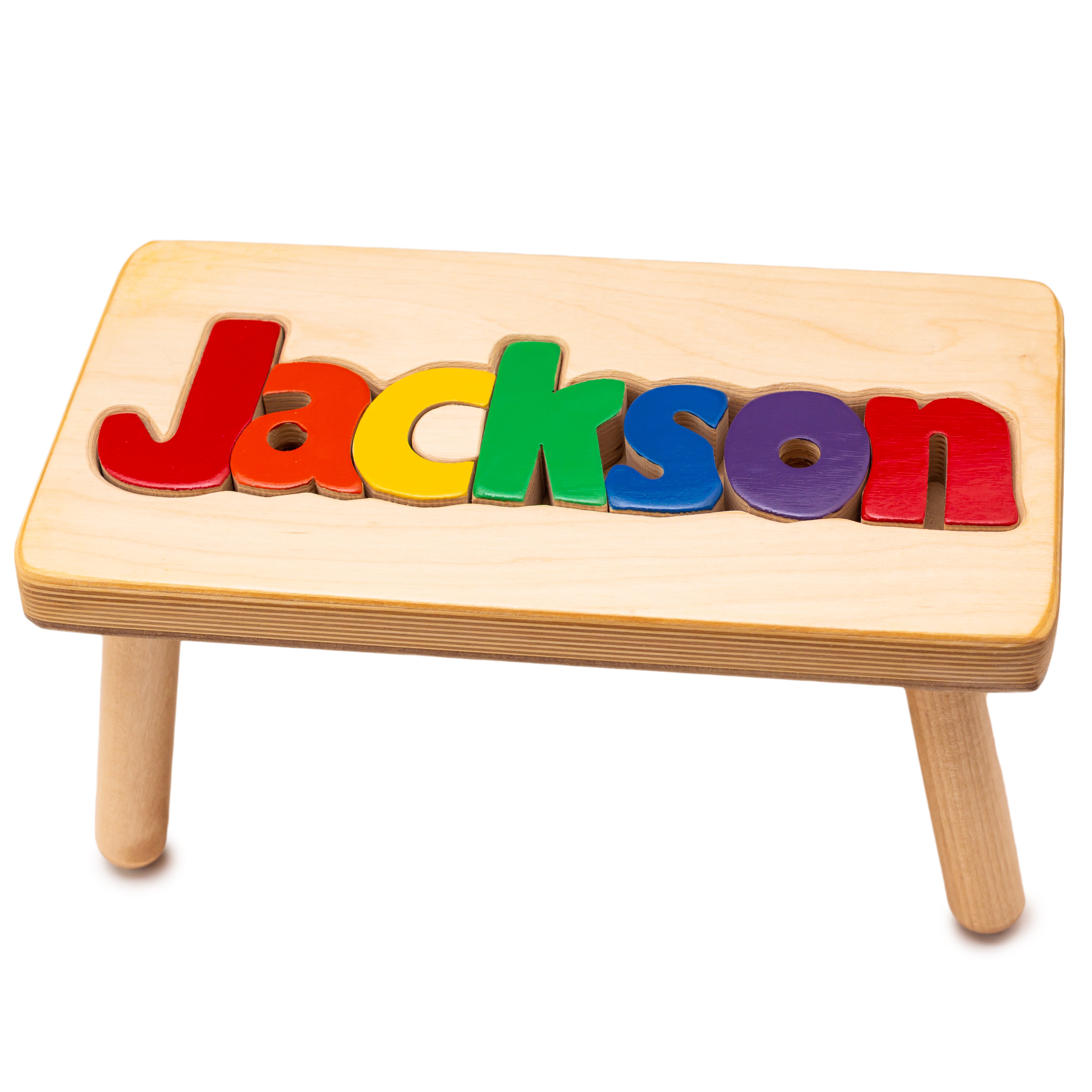 Name Puzzle Stool, Pick Your Design, First Birthday, Kids Step good Stool, Educational Gift, Baby Keepsake, Baby Shower Gift, Child's Name Bench