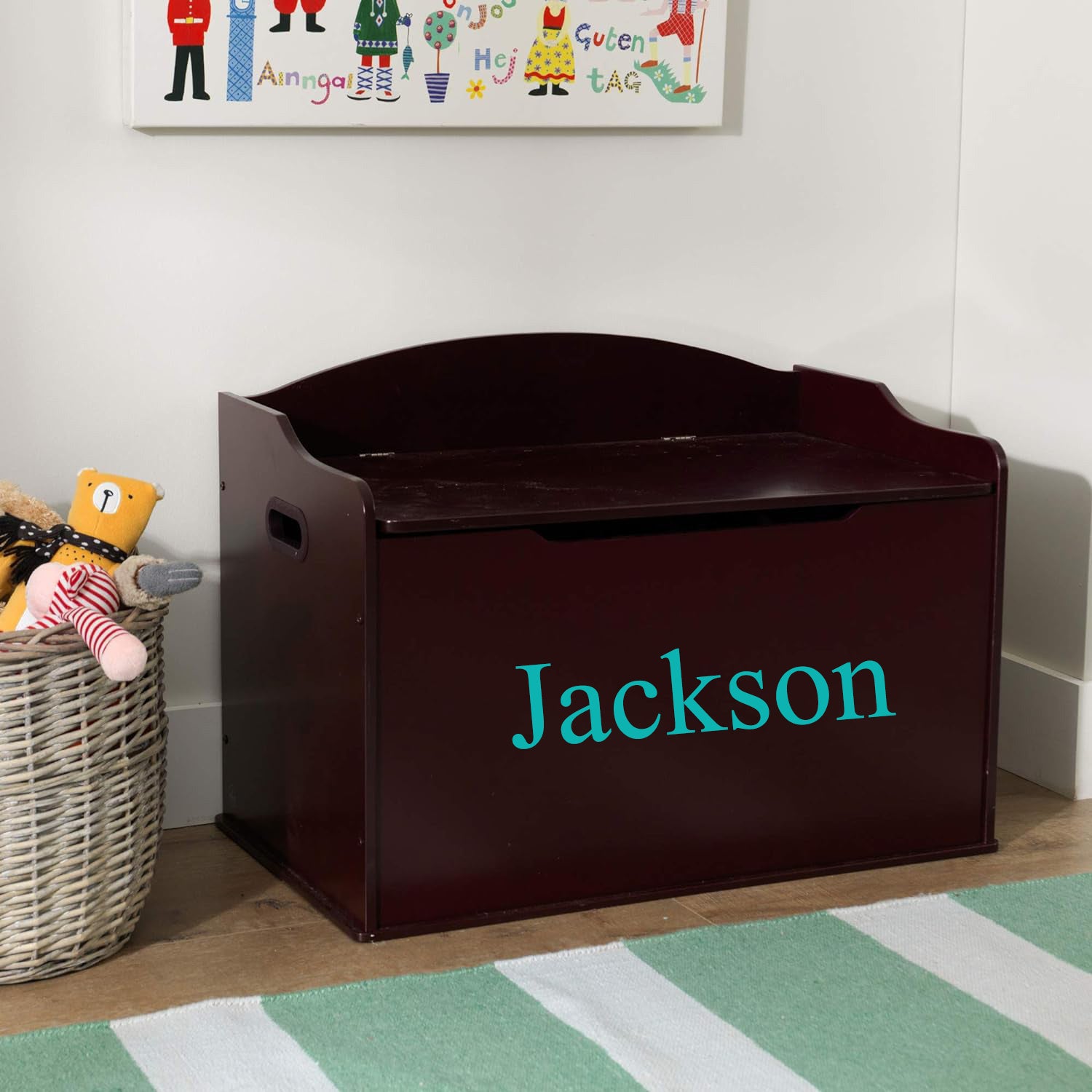 Bulk Personalized Wooden Austin Toy Box Bench