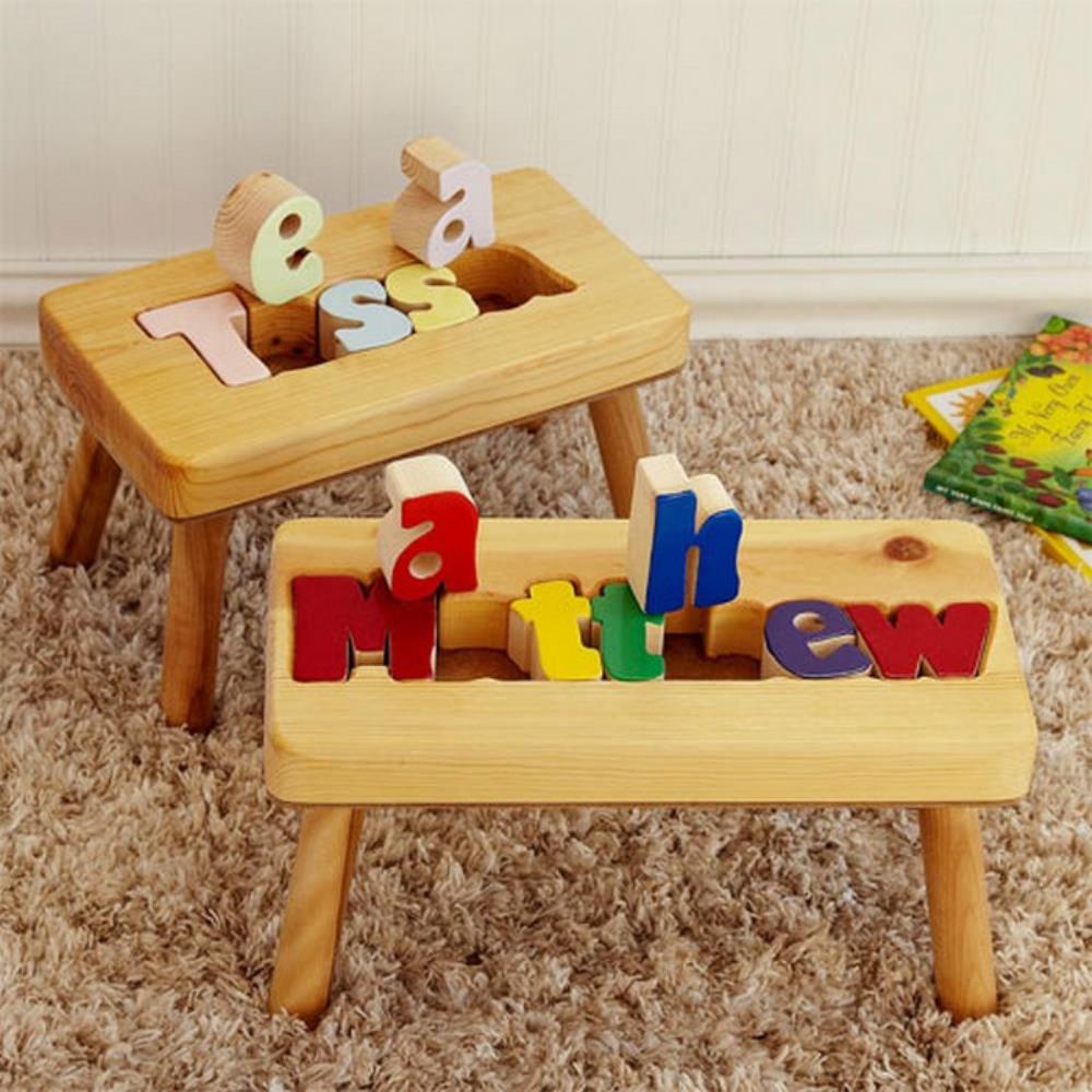 Personalized Kids Name Wooden Puzzle Step Stool- 1-8 Letters Primary, Pastel or Jewel Letters- Custom Name Puzzle- Baby cheapest Shower Gift