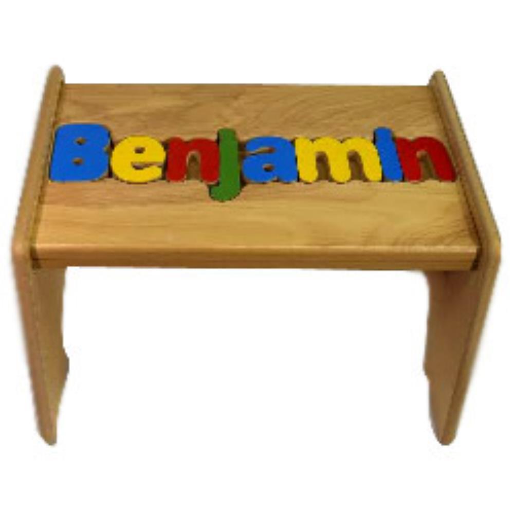 Personalized Kids buy Name Wooden Puzzle Step Stool- 1-8 Letters Primary, Pastel or Jewel Letters- Custom Name Puzzle- Baby Shower Gift